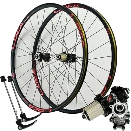 ZECHAO Ruedas de bicicleta de montaña ZECHAO Juego Ruedas MTB de 26 27, 5 29", Freno Disco Ruedas Bicicleta Montaña Tracción Recta Rueda Aleación de Aluminio 24 Radios Llanta Bicicleta Ultraligera Wheelset (Color : Black hub, Size : 29inc