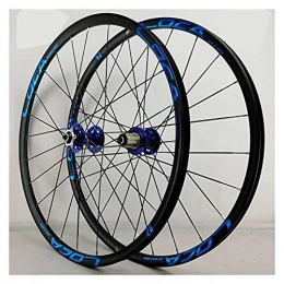 Zyy Ruedas de bicicleta de montaña zyy Juego Ruedas MTB 26 27.5 29" Bicicleta Delantera Y Rueda Trasera Doble Pared Bujes Carbono 24H QR Freno Cassette Hub Freno Disco 8 9 10 11 12 Velocidades (Color : Blue, Size : 26in)