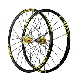 Zyy Ruedas de bicicleta de montaña zyy Juego Ruedas MTB 26 27.5 29" Bicicleta Delantera Y Rueda Trasera Doble Pared Bujes Carbono 24H QR Freno Cassette Hub Freno Disco 8 9 10 11 12 Velocidades (Color : Yellow, Size : 29in)