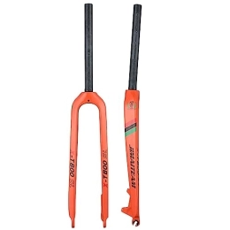 DFNBVDRR Mountain Bike Fork 1-1 / 8" 26 / 27.5 / 29" Carbon Fiber Rigid Disc Brake MTB Fork 28.6mm Threadless Straight Tube Superlight Mountain Bike Hard Front Fork (Color : Orange, Size : 27.5in)