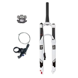 SJHFG Mountain Bike Fork 130mm Air Mountain Bike Suspension Forks, Aluminum Alloy 9mm Axle Disc Brake Rebound Adjustment MTB Bike Front Fork (Color : Tapered-white, Size : 27.5inch)