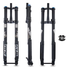 Dunki Mountain Bike Fork 26 / 27.5 / 29 Inch Inverted Suspension Fork 74mm Disc Brake Double Shoulder 1-1 / 2" Tapered Tube Thru Axle 15x100mm Travel 180mm Mountain Bike Air Fork HL (Color : Black, Size : 26inch) (Black 26in