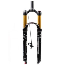 OMDHATU Mountain Bike Fork 26 / 27.5 / 29 Inch Mountain Bike Air Shock Suspension Fork Rebound Adjust 1"1 / 8inch Straight Steerer Manual Lockout / Remote Lockout 120mm Travel Disc Brake Quick Release 100mm*9mm ( Color : B Gold , Size