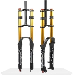 QIANMEI Mountain Bike Fork bicycle shock absorber fork 26 27.5 29 Inch Mountain Bike Suspension Fork ，Travel 130mm Rebound Adjust Double Shoulder Downhill Abseiling Shock Absorber ， Manual Lockout Straight Tube ( Color : Gold F
