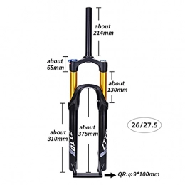 CPXUP2 Spares bike forks Mountain Suspension Fork 26 Inch 27.5 Inch 29 Inch Air Suspension Fork Bike Components & Parts (Color : 27.5 inch)