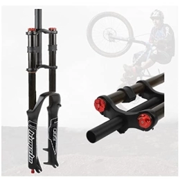 SHKJ Mountain Bike Fork Bike Suspension Fork 26 / 27.5 / 29" For Mountain Bike DH XC MTB Air Fork 130mm Travel Double Shoulder Downhill Straight Tube Bicycle Front Fork Rebound Adjust (Color : Black, Size : 27.5inch)