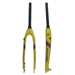 DFNBVDRR Mountain Bike Fork Carbon Fiber MTB Front Fork 26'' / 27.5'' / 29'' Rigid Fork Quick Release Straight Tube Disc Brake Mountain Bike Fork (Color : Yellow, Size : 27.5'')