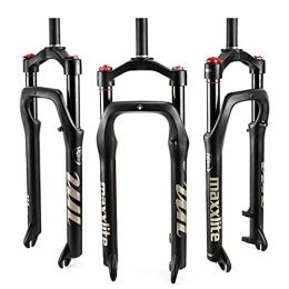 CEmeLi Mountain Bike Fork CEmeLi Air Fat Fork 20 26 inch Aluminum Alloy Mountain Bike Suspension Fork Straight Tube 1-1 / 8" Travel 100mm QR 9mm Disc Brake Fit 4.0" Tire (Black 20 inch)