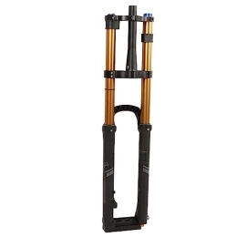 Oumefar Mountain Bike Fork Double-shoulder Front Fork, 29-inch Aluminum Alloy Mountain Bike Suspension Fork, Shockproof, Gold-colored Tapered Steerer, Manual Lock for Off-road Use