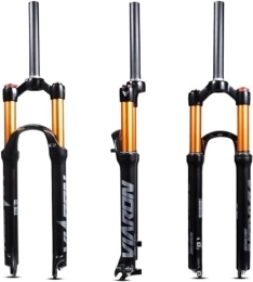 MEGLOB Mountain Bike Fork Fork Air Suspenson Fork For Mountain Bike Travel 100mm Bicycle Air Fork, 1-1 / 8 Straight Shock Absorber QR Manual Lockout Magnesium Alloy Bike Front Fork (Color : Black Gold, Size : 29inch)