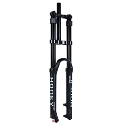 HSQMA Spares HSQMA 26 27.5 29 DH MTB Air Fork Downhill Mountain Bike Suspension Fork Travel 140mm Rebound Adjust Double Shoulder Straight Fork Manual Lockout QR 9mm (Color : Black, Size : 26'')