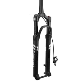 HSQMA Mountain Bike Fork HSQMA MTB Bike Air Suspension Fork 26 / 27.5 / 29 Air Fork Travel 100mm Rebound Adjust 1-1 / 2'' Tapered Thru Axle 15mm Romote Lockout (Color : Black, Size : 29inch)