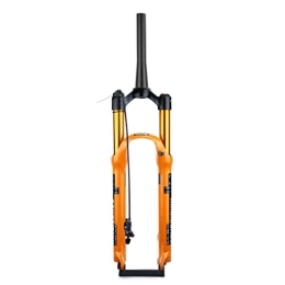HSQMA Mountain Bike Fork HSQMA MTB Suspension Fork 26 / 27.5 / 29 Travel 100mm Air Fork 39.8mm Tapered Tube QR 9mm Remote Lockout Aluminum Alloy AM XC Mountain Bike Front Forks 1-1 / 2'' Disc Brake (Color : 26inch Gold)