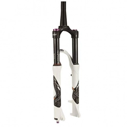 HWL Spares HWL Suspension Fork 26 27.5 29 Inch MTB Bike Forks, Bicycle Bumper Cycling Conical Tube Steerer Unisex's Disc Brake Travel 100mm (Color : White, Size : 26 inch)