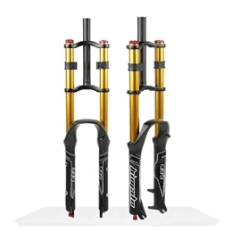 LAVSENA Mountain Bike Fork LAVSENA DH Downhill Mountain Bike Suspension Fork 26 27.5 29 Inch Travel 130mm MTB Air Fork Rebound Adjust Double Shoulder Front Fork Manual Lockout Straight Tube (Color : Gold fork, Size : 27.5'')