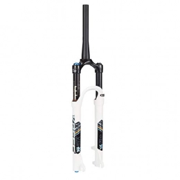 LDG Mountain Bike Fork LDG 26" 1-1 / 8" Suspension Fork, MTB Mountain Bike Aluminum Alloy Cone Disc Brake Damping Adjustment Travel 100mm Black&White (Color : White, Size : 26inch)