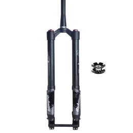 LHHL Mountain Bike Fork LHHL 26 / 27.5 / 29 Inch Mountain Bike Inverted Suspension Fork MTB Front Forks Disc Brake Tapered Tube 1-1 / 2" Thru Axle 15x110mm Travel 120mm Air Forks Manual Lockout (Color : Black, Size : 27.5inch)