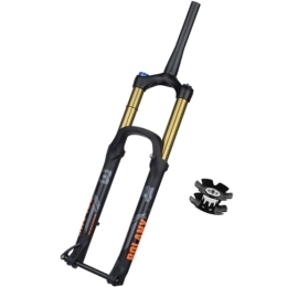 LHHL Mountain Bike Fork LHHL 26 / 27.5 / 29 Inch Mountain Bike Suspension Forks Disc Brake Thru Axle 15x110mm MTB Air Forks With Damping 140mm Travel Bicycle 1-1 / 8" Tapered Tube (Color : Gold, Size : 29")