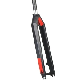 LHHL Mountain Bike Fork LHHL 26 / 27.5 / 29 Inch MTB Fork Mountain Bicycle Full Carbon Fiber Forks QR 9mm Bicycle Rigid Front Fork Disc Brake 1-1 / 8" Threadless Straight Tube (Color : Black+red+gray, Size : 27.5")