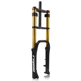 LHHL Mountain Bike Fork LHHL 4.0 Tire Mountain Bike 20inch Travel 120mm Double Shoulder Bike Fork Spread 135mm Beach Bike Fork Snow Bike Air Fork 1-1 / 8 Straight Tube (Color : Gold, Size : 20 inch)