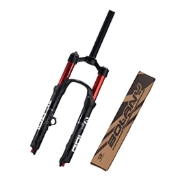 LHHL Mountain Bike Fork LHHL Air MTB Suspension Fork 26 / 27.5 / 29in Double Air Chamber Mountain Bike Fork Rebound Adjust Straight Tube 28.6mm Travel 100mm XC Bicycle Fork Remote Lockout QR 9mm (Color : Red, Size : 27.5")