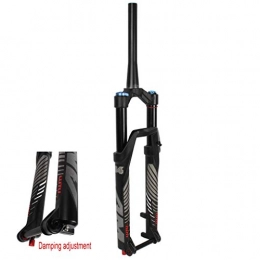 LHHL Mountain Bike Fork LHHL Bike Front Fork 26" / 27.5'' / 29''Air Suspension Fork MTB Bicycle Shock Absorb Damping Adjustment Cone Tube 1-1 / 2" Manual / Remote Lockout Travel 120mm 15 * 100mm Axle (Color : A-Black, Size : 26")