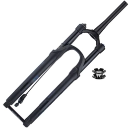 LHHL Mountain Bike Fork LHHL Mountain Bike Air Suspension Fork 26 / 27.5 / 29 Inch Thru Axle 15x100mm Disc Brake Tapered 1 / 1 / 2" RL Travel 100mm MTB Front Forks With Damping (Color : Black, Size : 26inch)