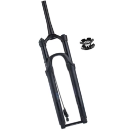 LHHL Mountain Bike Fork LHHL MTB Air Suspension Forks Thru Axle 15x110 Mm Bike Front Fork 26 / 27.5 / 29 Inch 1-1 / 2" Tapered Tube Mountain Bike Front Fork 100mm Travel With Damping (Color : Black, Size : 26inch)