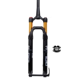 LHHL Mountain Bike Fork LHHL MTB Suspension Fork 26 / 27.5 / 29 Inches 1-1 / 2" Tapered Tube 100x15mm Thru Axle Manual Lockout Mountain Bike Front Forks Disc Brake HL (Color : Black, Size : 27.5 inch)