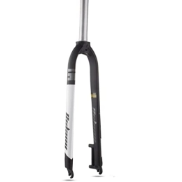 LUNJE Mountain Bike Fork LUNJE 26 27.5 29 Inch MTB Fork Aluminum Alloy Mountain Bike Rigid Fork 1-1 / 8" Straight Tube Threadless Disc Brake Bicycle Front Fork Ultralight (Color : White, Size : 26'')