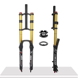 LUNJE Mountain Bike Fork LUNJE 26 27.5 29 MTB Fork Mountain Bike Air Suspension Forks Travel 130mm Rebound Adjustment Manual Lockout Double Shoulder 28.6mm Straight Tube Fork DH / XC / AM (Color : Gold, Size : 29'')