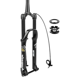 LUNJE Mountain Bike Fork LUNJE MTB Air Suspension Fork 26 27.5 29 inch 1-1 / 8" 1-1 / 2" Mountain Bike Front Forks Travel 130mm THR 15mm Rebound Adjust Lockout AM (Color : Black Tapered Remote, Size : 27.5'')