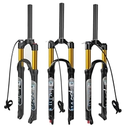 LvTu Mountain Bike Fork LvTu 26 / 27.5 / 29 Inch Bicycle MTB Front Fork Air Suspension, 1-1 / 8" Ultralight Rebound Adjust Straight Tube QR 9mm Mountain Bike Forks Travel 120mm (Color : Straight-Remote lock, Size : 29)