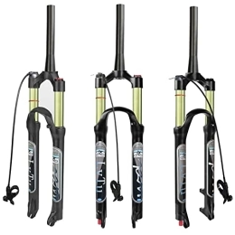 LvTu Mountain Bike Fork LvTu 26 / 27.5 / 29 MTB Air Suspension Fork Travel 120mm, Rebound Adjust Ultralight Straight / Tapered Tube Disc Brake Mountain Bike Front Forks QR 9mm (Color : Tapered Remote Lock, Size : 29 inch)