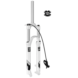 MabsSi Spares MabsSi Mountain Bike Front Fork26 / 27.5 / 29 inch Straight Tube, Disc Brake 9mm QR Mechanical Spring Bicycle MTB Suspension Fork White(Size:27.5 INCH, Color:REMOTE LOCKOUT)