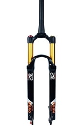 HSQMA Mountain Bike Fork MTB Air Fork 26 / 27.5 / 29'' Mountain Bike Suspension Fork 100mm Travel Rebound Adjustable 1-1 / 8 1-1 / 2 Disc Brake Bicycle Front Fork QR 9mm HL / RL (Color : Tapered manual, Size : 27.5'')