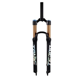 TISORT Spares MTB Fork 26 27.5 29 Inch MTB Suspension Fork Travel 100mm 1-1 / 8 Straight Tube / Tapered Tube Gold Tube Aluminum Alloy Air Fork With Damping Adjustment (Color : Linear manual, Size : 26")