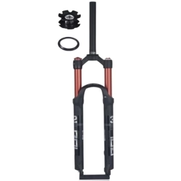 FukkeR Mountain Bike Fork MTB Mountain Bike Suspension Fork 26 / 27.5 / 29 Inch Bicycle Front Forks 1-1 / 8 Straight Double Air Chamber Travel 120mm QR Axle 9 * 100 Shoulder Line Lock (Color : Red manual, Size : 26inch)