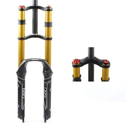 UKALOU Spares MTB Spring Hydraulic suspension front fork Double shoulder Dual Crown DH fork Rebound adjustment 26 27.5 29inch Straight tube Ultra light Aluminum magnesium QR 9mm Spring oil pressure (gold, 26)