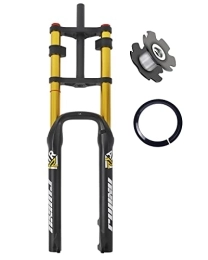  Mountain Bike Fork MTB Suspension Fork 26inch 4.0 Fat Tire Mountain Bike Air Front Fork Travel 150mm Damping Adjustment Snow Bike Shock Front Fork Straight Tube QR (Color : Gold, Size : 26 inch)