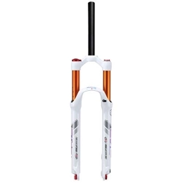 MabsSi Mountain Bike Fork MTB Suspension Forks 26 27.5 29 Inch Straight Tube, Magnesium Alloy 1-1 / 8" Manual Lockout Disc Brake Mountain Bike Air Fork Travel 120mm(Size:27.5 INCH, Color:WHITE)