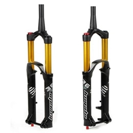 QHY Spares QHY Mountain Bike Fork DH AM MTB Fork 27.5 29 Inch Bicycle Air Suspension Cone 1-1 / 2" MTB Disc Brake Fork 36 Travel 160mm Thru Axle 15 * 110mm Hand Control 2450G (Color : Gold, Size : 27.5inch)
