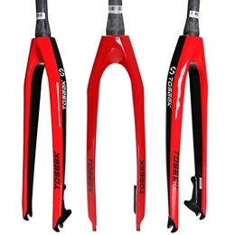 QHY Mountain Bike Fork QHY Rigid Forks 26 / 27.5" / 29" Bicycle Front Fork Lightweight Full Carbon Fiber MTB Bike Front Fork Disc / V-Brake 1-1 / 2 (Color : Red, Size : 27.5inch)