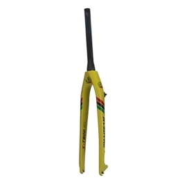 QHY Mountain Bike Fork QHY Rigid Forks 26 27.5 29 Inch Bicycle Fork Mountain Bike Carbon Fiber Front Fork MTB Cycling Fork 3K 1-1 / 2" (Color : Yellow, Size : 27.5inch)