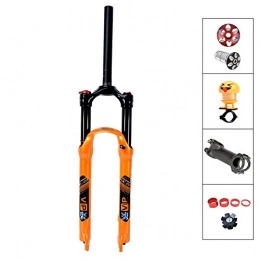 QQKJ Mountain Bike Fork QQKJ Mountain Bike Forks Oil and Gas Fork Straight Tube Hand Control 27.5 26er, Black Teflon Coating Travel 100 mm, Orange27.5