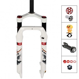 QQKJ Spares QQKJ Mountain Bike Forks Suspension Forks Straight Tube Hand Control, 26 Inch Air Fork 120mm Travel Snowmobile, White