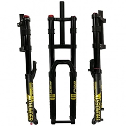 RTYUIO Mountain Bike Fork RTYUIO 27.5 / 29 in Bike Suspension Forks, Double Shoulder Suspension Fork A-Pillar Disc Brake Mountain Bike Forks (Black yellow 27.5")