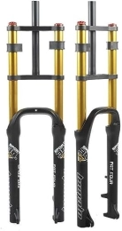 JKAVMPPT Mountain Bike Fork Snow Beach Bike Suspension Fork 26-inch 4.0Tire Bicycle Front Fork 1-1 / 8 Straight Tube Fat Tire MTB Bike Fork Travel 140mm Double Shoulder QR 9mm Disc Brakes Bike Forks ( Color : Gold , Size : 26 inch