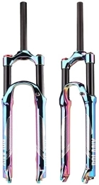 SJHFG Mountain Bike Fork Suspension Forks Mountain Bike Forks 27.5 / 29 Inch, QR 9mm Travel 100mm 1 1 / 8" Straight Tube Magnesium Alloy Ultralight Gas Shock XC Bicycle Fork Accessories (Color : Multi-colored, Size : 29inch)