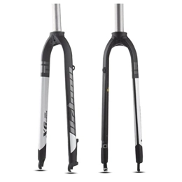 TISORT Spares TISORT 1-1 / 8" 26 / 27.5 / 29" Aluminum Alloy Brake MTB Fork, Threadless Straight Tube Superlight Mountain Bike Front Forks MTB Road Cruiser Bike Fork (Color : Black and white, Size : 27.5")